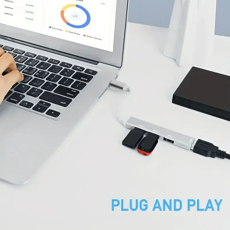 Telefon komórkowy Komputer Rozgałęźnik USB 1 na 4 Szybka transmisja danych Wielofunkcyjny rozdzielacz kabli — zdjęcie 7