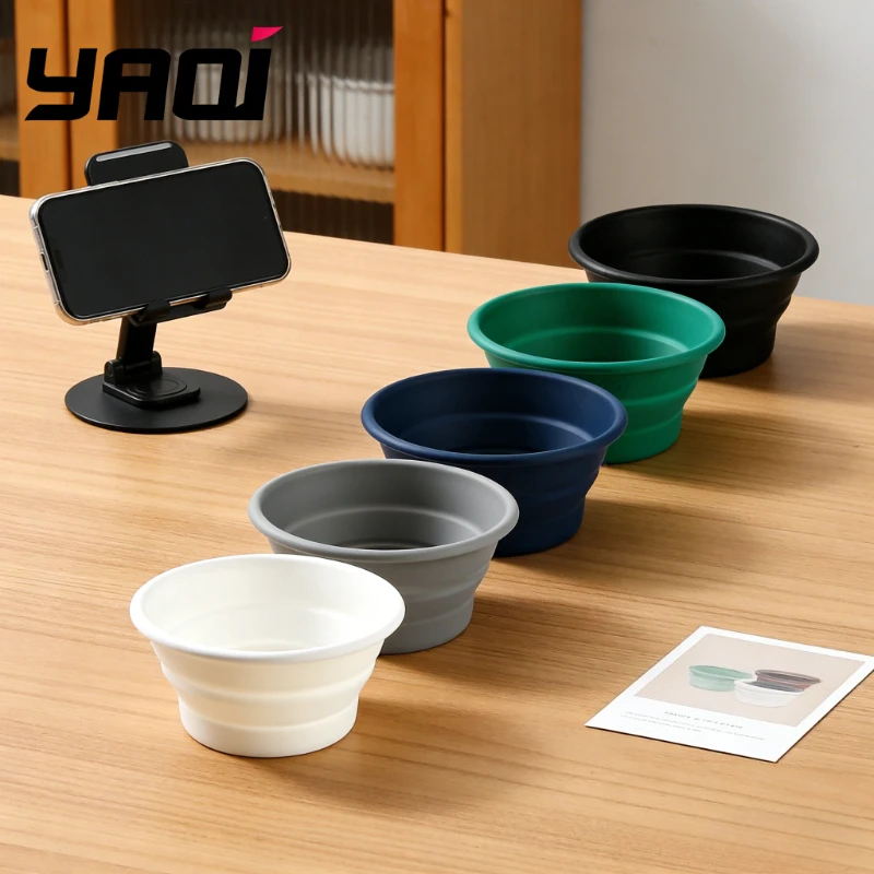 YAQI Black,White,Gray,Blue,Green Color Collapsible Silicone Shaving Bowl - Portable Wet Shaving Accessory