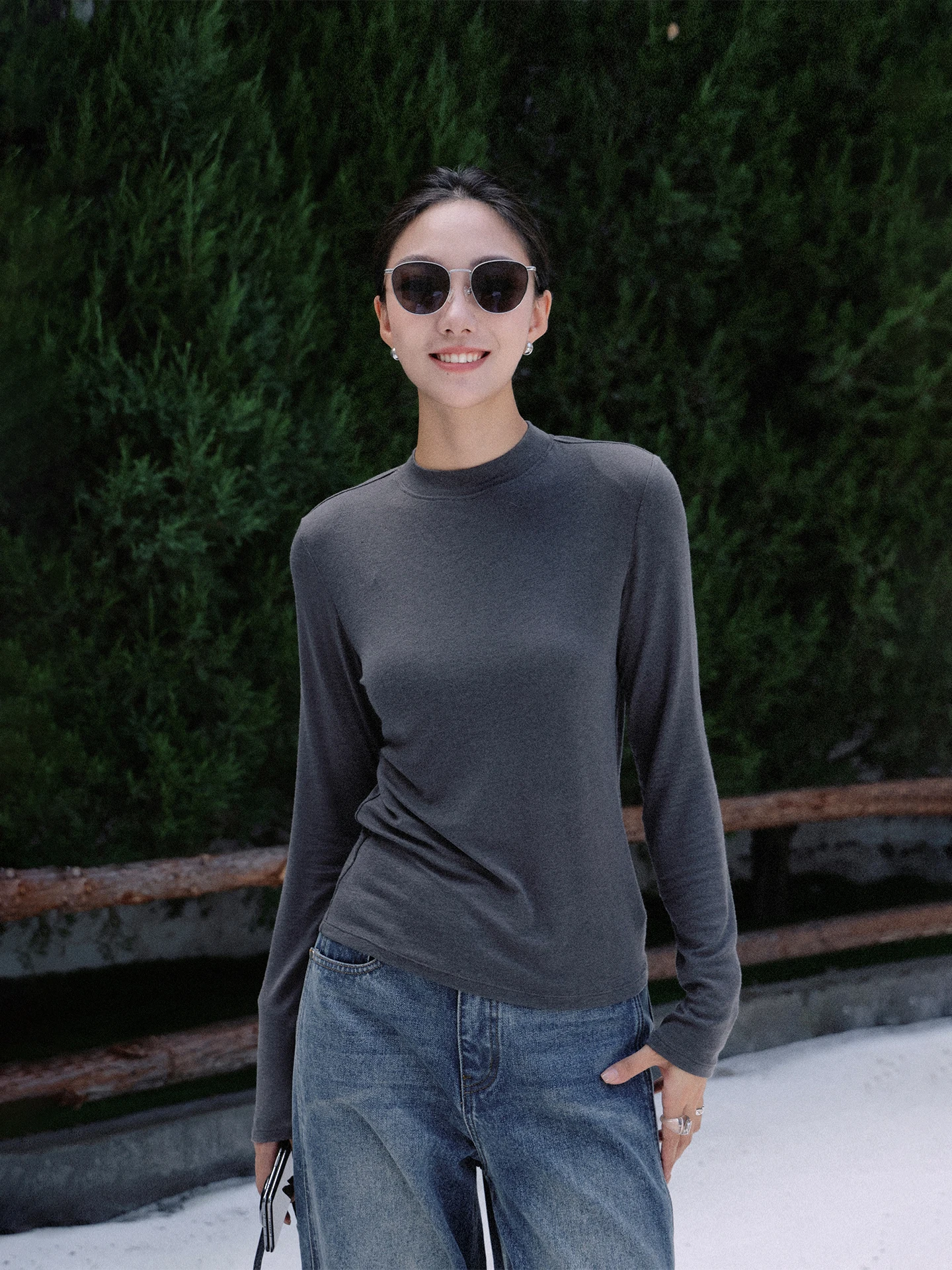 

Женский облегающий однотонный шерстяной трикотажный топ-базовый слой, модная осенняя новинка, стандартный крой, длина до плеч