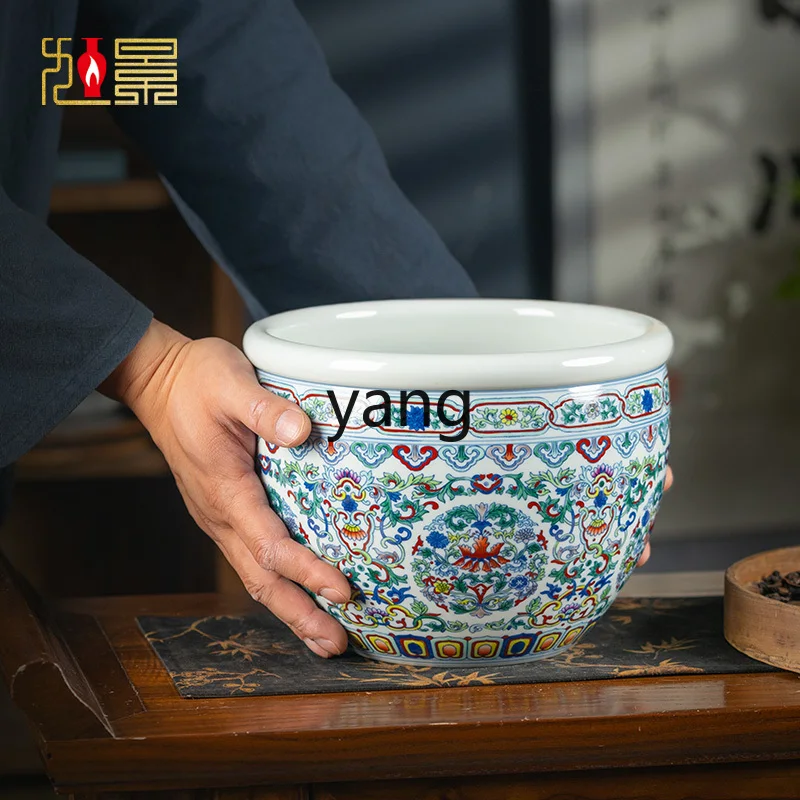 L'm'm Household Tea Basin Writing-Brush Washer Jingdezhen Hand Painted Tea Ceremony Tea Cup