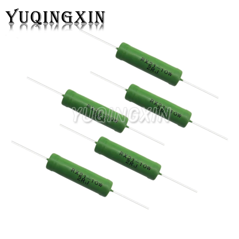 5pcs RX21 10W Wire Wound Resistance 5% 1R 10R 100R 1K 10K 12K 15K 20R 22R 24R 27R 30R 33R 0.05 0.1 0.22 1 10 15 100 ohm Resistor