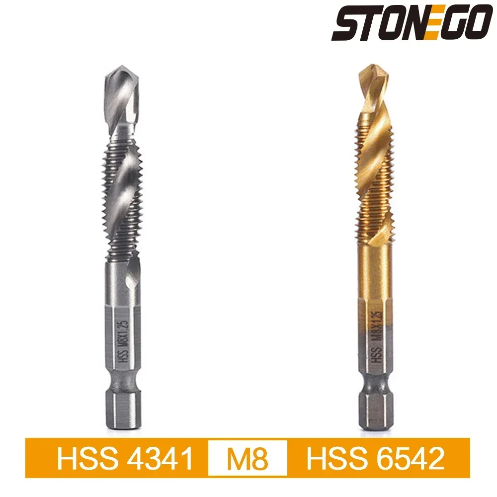 STONEGO HSS 4341 & 6542 Thread Tap Drill Bit, Metric High Speed Steel, 1/4\