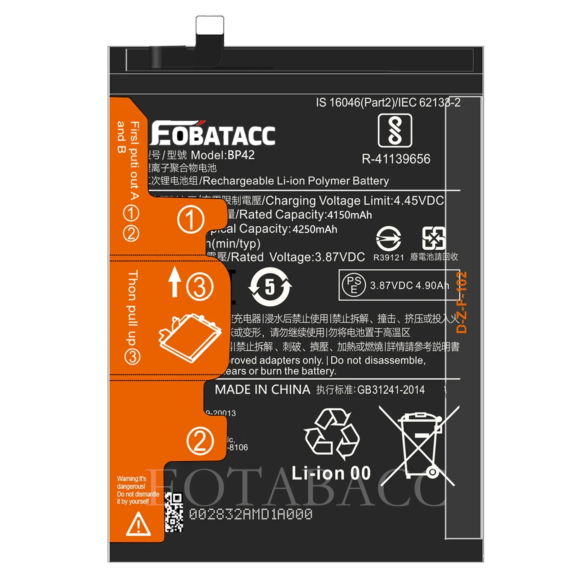 EOTABACC 100% New Original Battery BP42 For XIAOMI  11 Lite/Mi 11 Lite 5G NE /2109119DG Battery +Tools