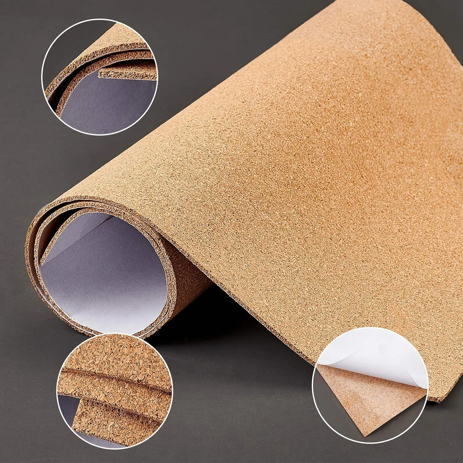 2mm Thick Adhesive Cork Roll Liner, 12x24 Inch Insulation Cork Roll for Bulletin Board, Coasters, Door Signs and Floor Wall