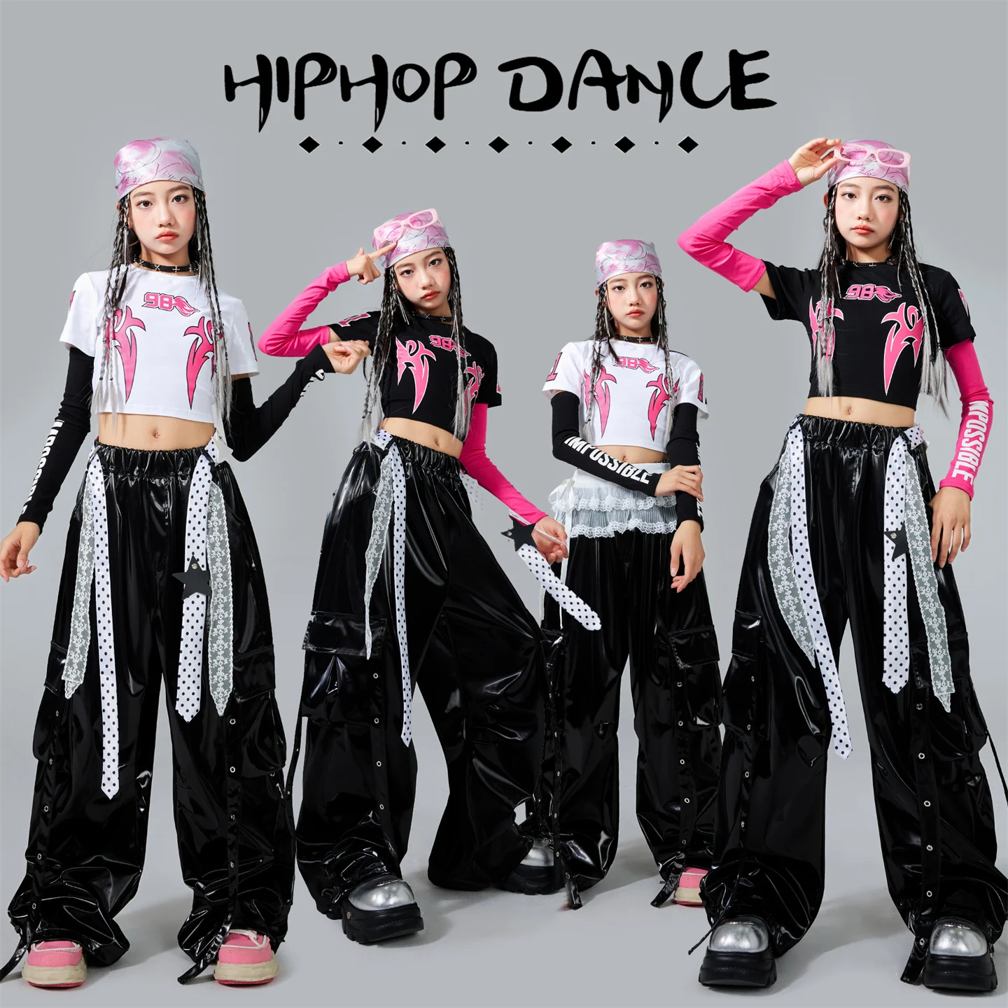 

Kids Cool Hip Hop Clothing Girls Jazz Dance Costumes Children'S Ballroom Dance Street Wear Stage Performance Kpop Outfit XS10576