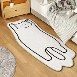 Simple Cartoon Imitation Cashmere Carpet Living Room Bedroom Bedside Warm Floor Mat Non-slip Washable Quick Drying Carpet