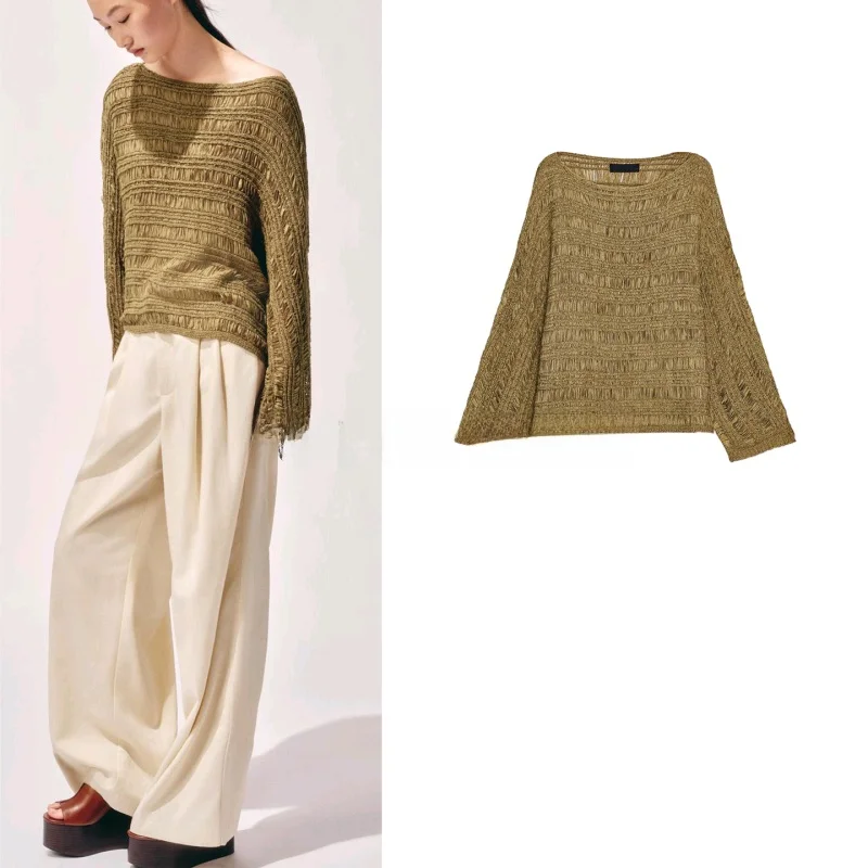 

New Autumn Women's Loose Long Sve Knitted Top with Sa Casual One-oulder Polyester Fiber Commute Sle Single Piece