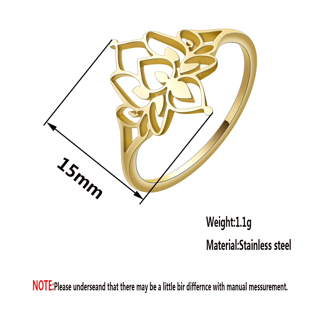 حلقات زهرة اللوتس المجوفة Kinitial للنساء ، الفولاذ المقاوم للصدأ ، خاتم اليوغا البوذا ، خاتم الزواج ، هدية الأم ، Bague