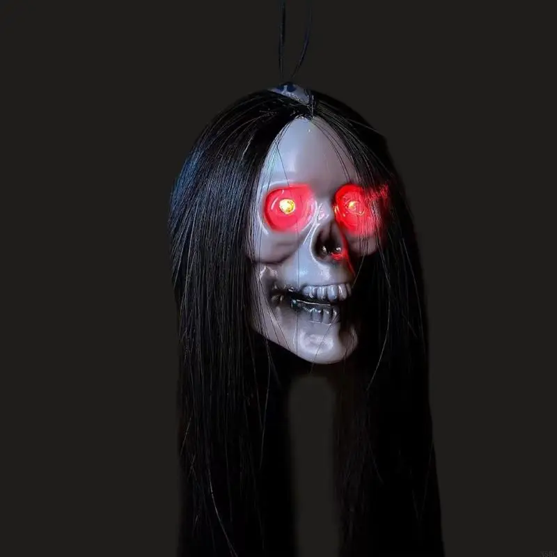 N58C 6pcs Long Hair Skull LED LED cranio cranio lampeggiante PROPSEGGIO PROPTICI DEI DECORI APPIRATI