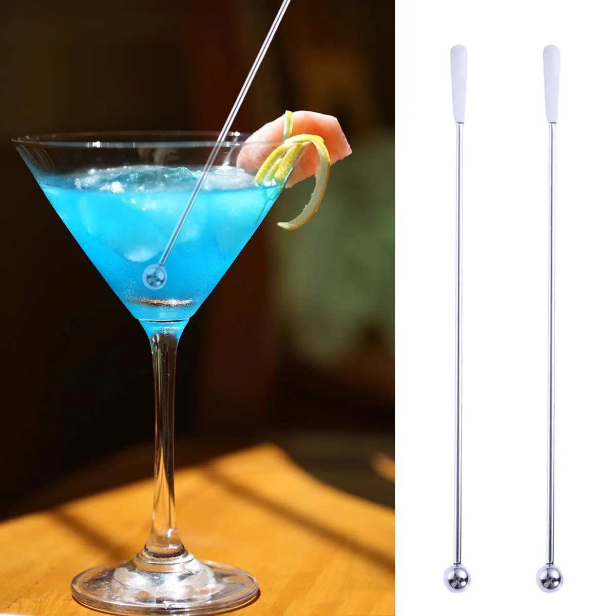 

5 pcs Stainless Steel Stirring Rods Beverage Sticks Reusable Cocktail Picks for Fruit Juice Milk Coffee Tea Bar Tools Party