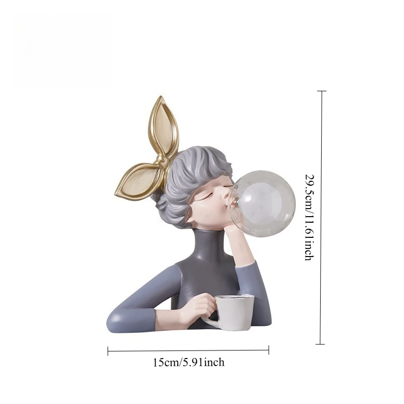 Cartoon Bubble Girl Nachtlicht Statue Skulptur Nordische Nachttischfiguren Heimdeko Atmosphärenlampe Kreatives Geschenk für Zimmer – Detail 12