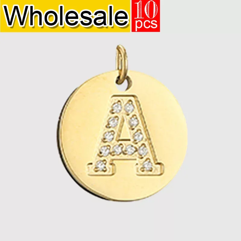 

women 10PCS Zirconia Golden Alphabet Charms A-Z Letter DIY Pendant for Making Women's Necklace Bracelet Jewelry Wholesale