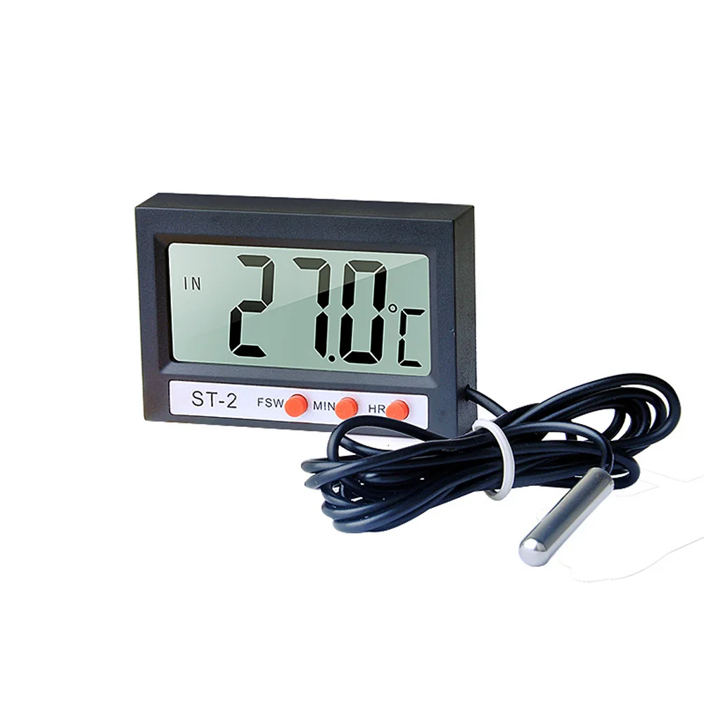 ST-2 Digital Aquarium Thermometer With LED Display Screen Stainless Steel Probe Digital Fish Tank For Refrigerator