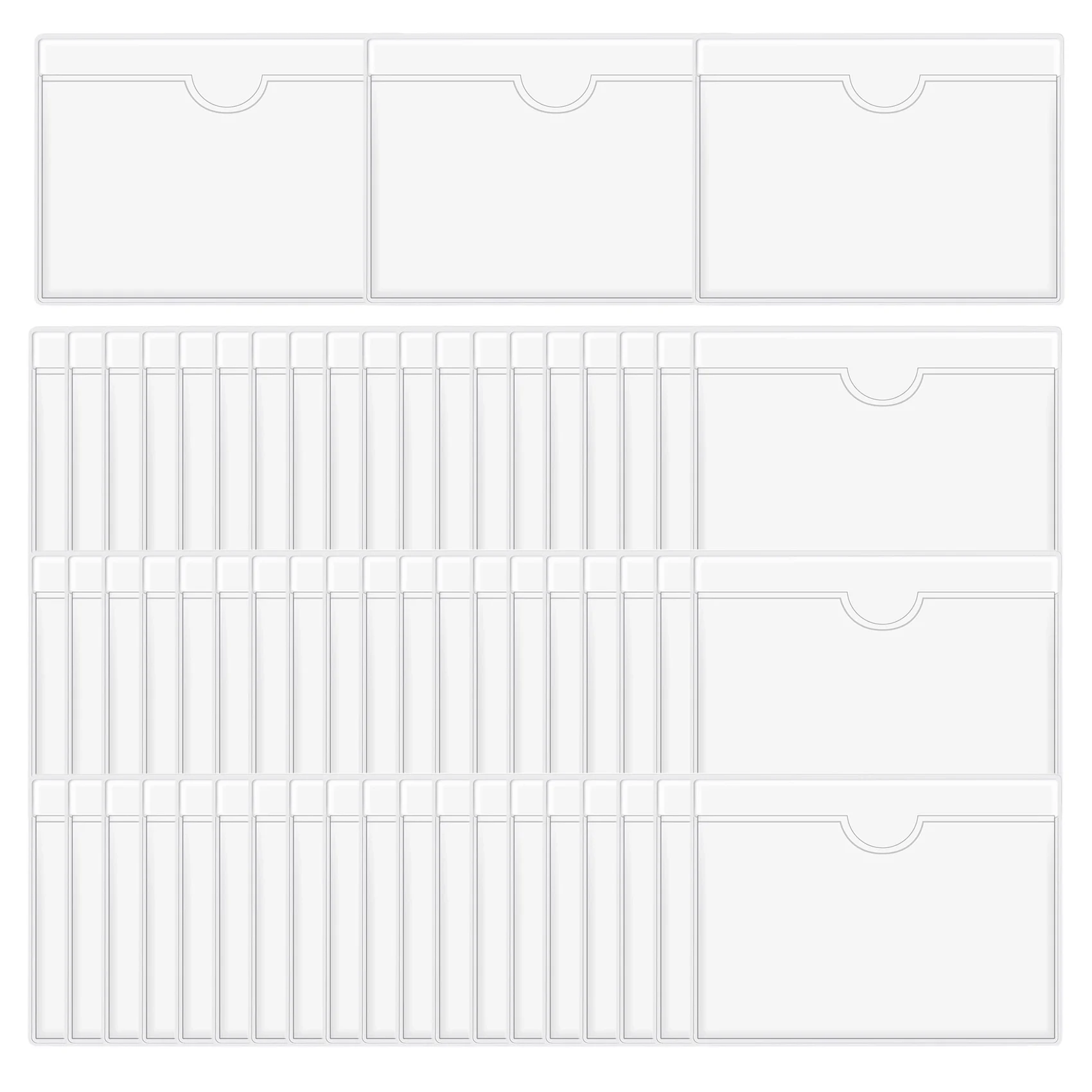 Porta etichette autoadesivo da 60 pezzi Tasche per carte Porta etichette Porta carte trasparenti per biblioteca con apertura superiore per schede indice
