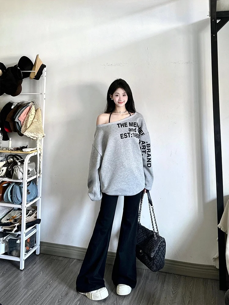 

Свободные прямые джинсы Bla, женские весенне-осенние джинсовые брюки с высокой талией, утягивающие широкие брюки-копыта