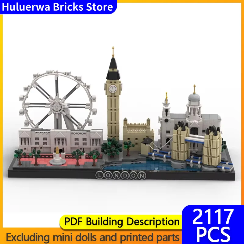 Street View Model MOC Building Bricks London Scene Big Ben Buckingham Modular Technology Gift Holida Assemble Children Toy Suit