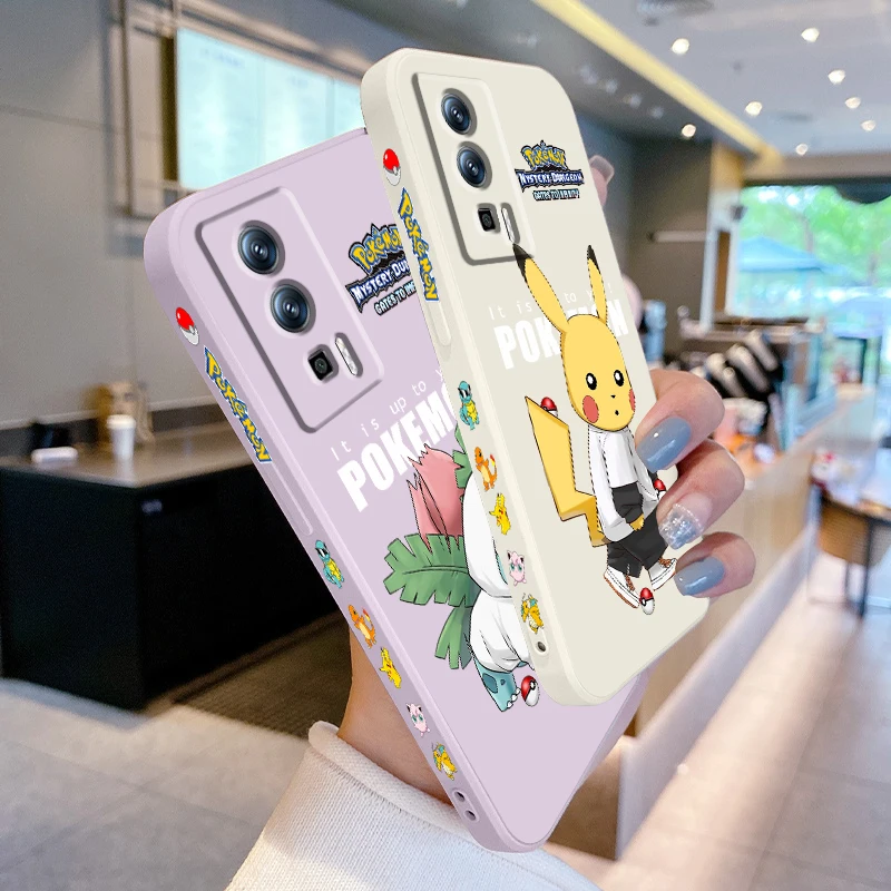 Pokemon Bulbasaur Pikachu Liquid Left Rope For Xiaomi Redmi 13C 12 12C K60 A1 K50 11 K40 10C 10 9A 9AT 9T 9C 5G TPU Phone Case