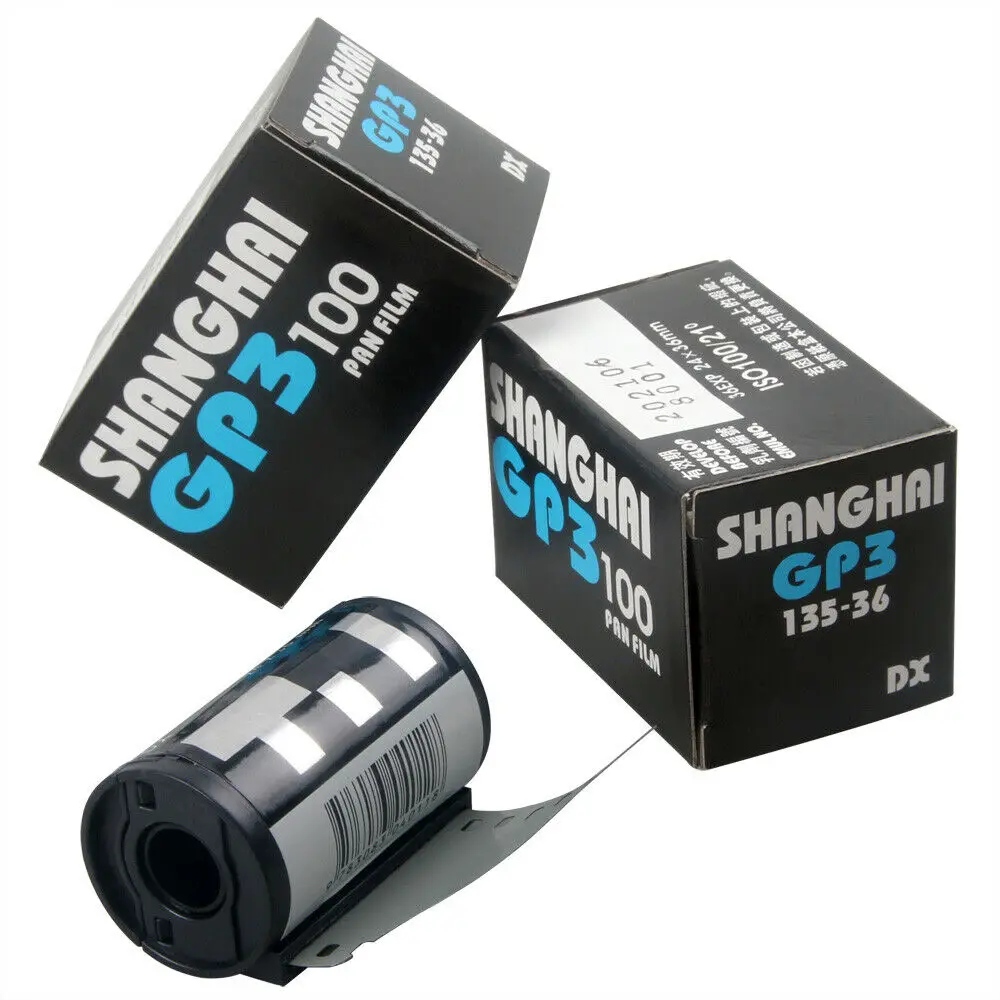 Shanghai Black & White GP3 135/36 35mm Film DIN ISO 100 B/W B&W Freshest New 35mm Film Opener Film Case For 135 Film Camera