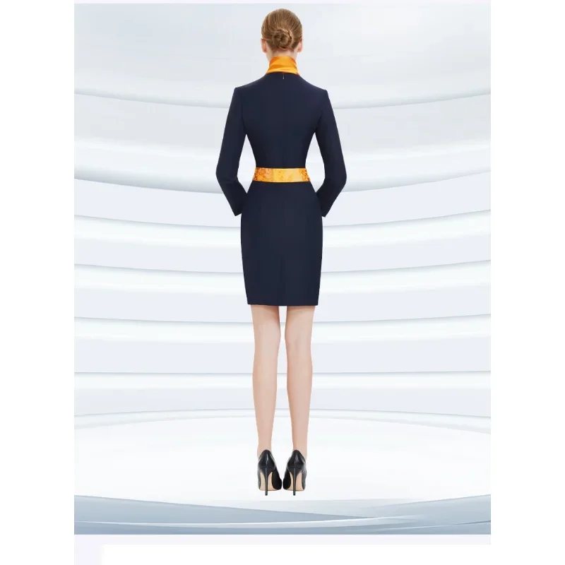 New Hot Sale Airlines Flight Stewardess Professional Suit Female Office Work Recipient Clothes Aviation Working Uniforms Dress