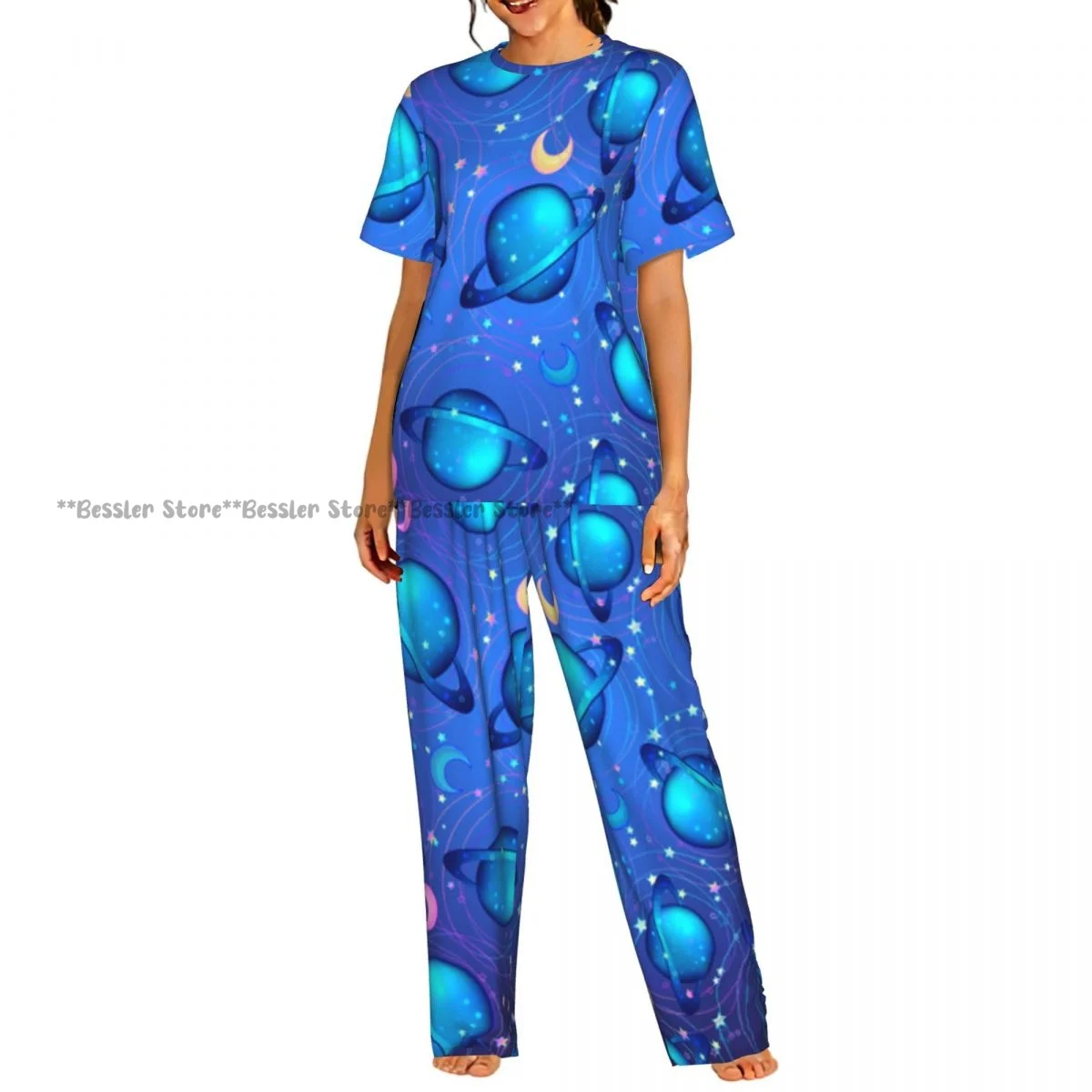 

Women's 2-piece set Night Sky With Stars Pajamas Short sleeved Top and Pants Sleepwear