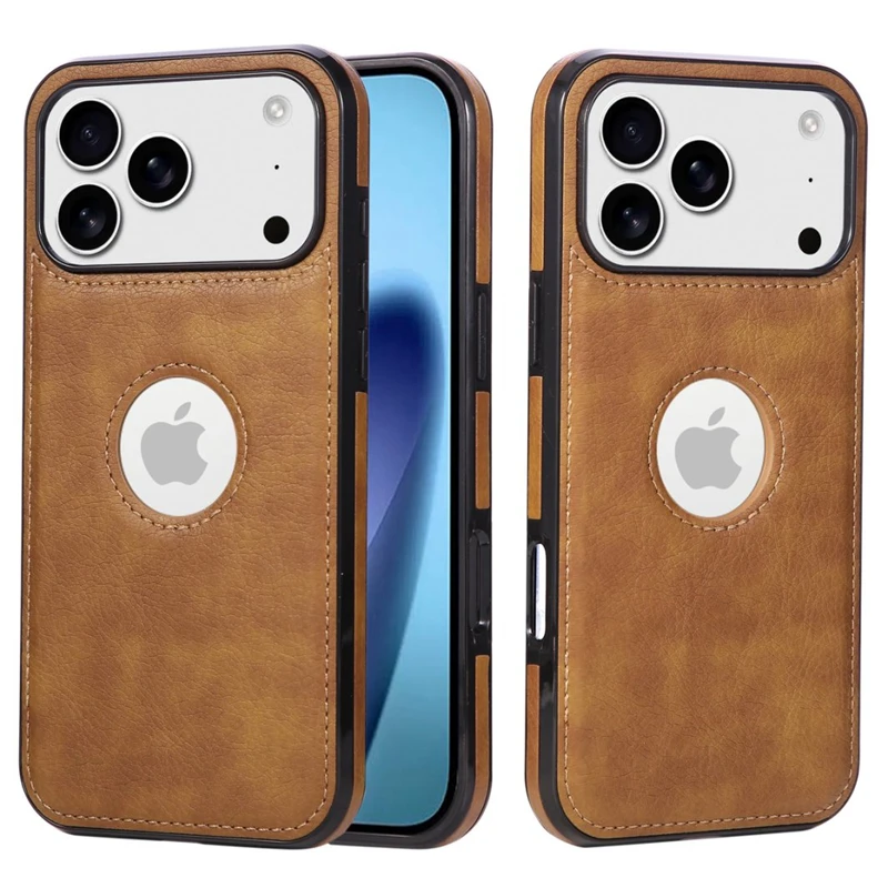 Logo View Luxuriöse, klassische, dünne, schlanke Lederhülle für iPhone 17 Air 15 14 13 11 16 Pro Max Plus 12 Mini 17Pro 17Air 16Pro Cover