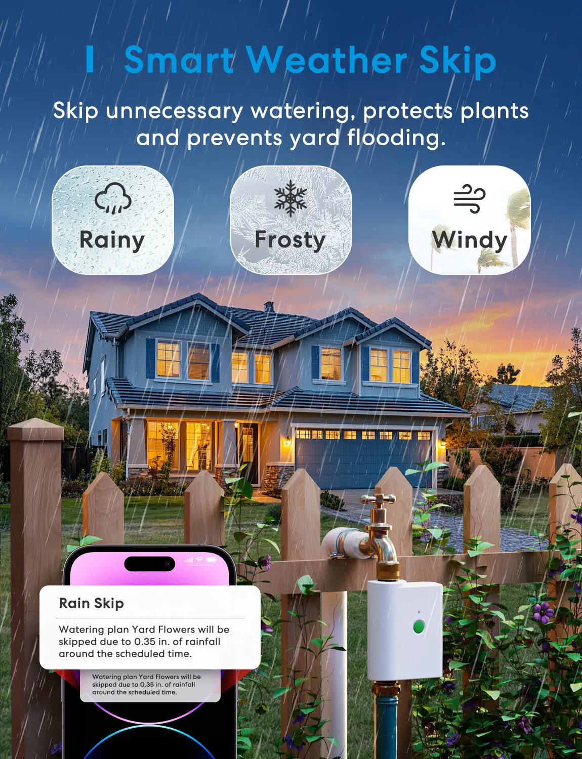 Meross Smart EU-Version Sprinkler-Timer, WLAN-Schlauch-Wasserhahn-Timer mit Messing mit Tracking- und Warnfunktion – Detail 5