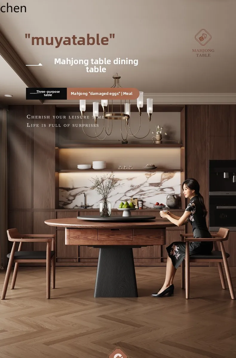 طاولة طعام HTT mahjong، طاولة طعام مزدوجة الأغراض، ماكينة جونغ متوسطة وقديمة، لوحة طاولة بيض أوتوماتيكية