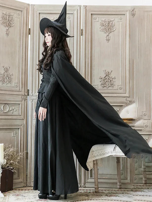 loween  Witch Princ Long Dr Costume Women's Role-play Faionable Cloak oulder-length Hair Accories