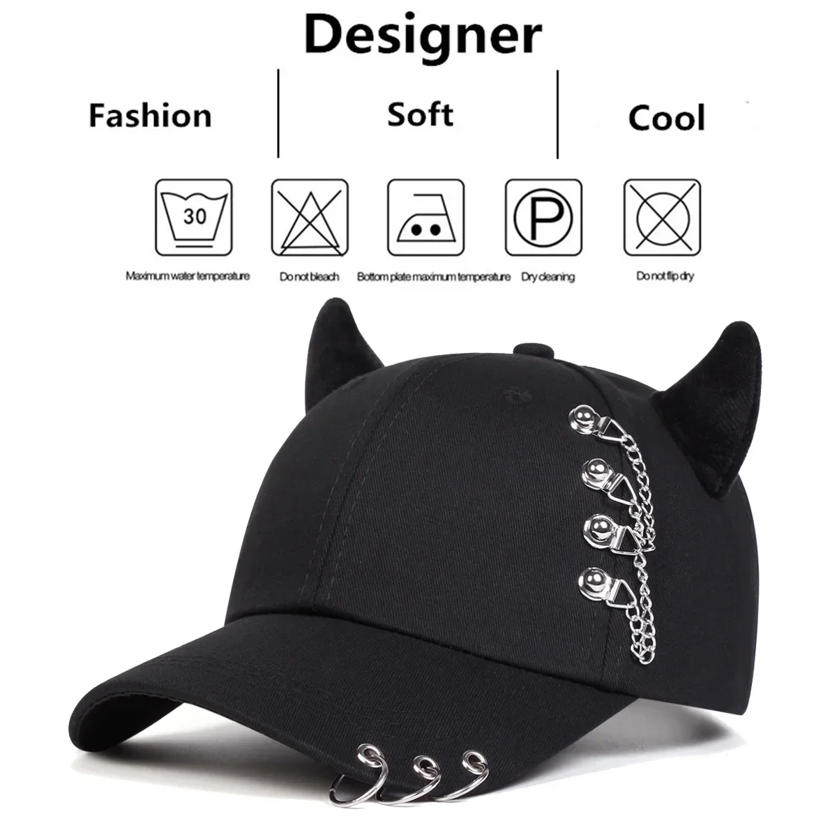 للجنسين التعميم الحديد الدائري البقرة القرن شخصية قبعات البيسبول ربيع الخريف في الهواء الطلق قابل للتعديل قبعات عادية قبعة واقية من الشمس #6