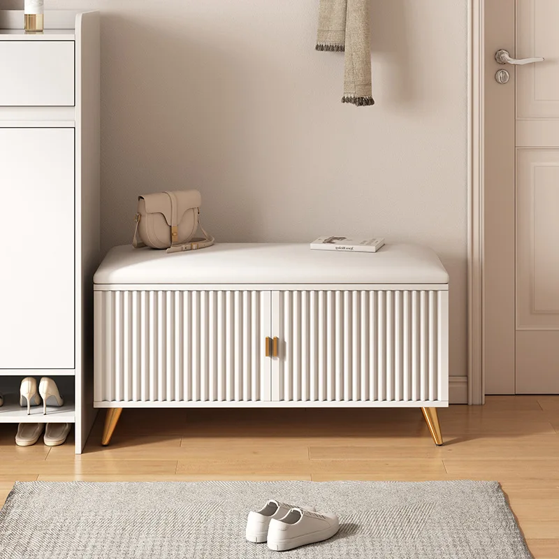

Shoe change stool door home can sit cream wind door shoe cabinet seat stool integrated simple dust shoe rack shoe stool