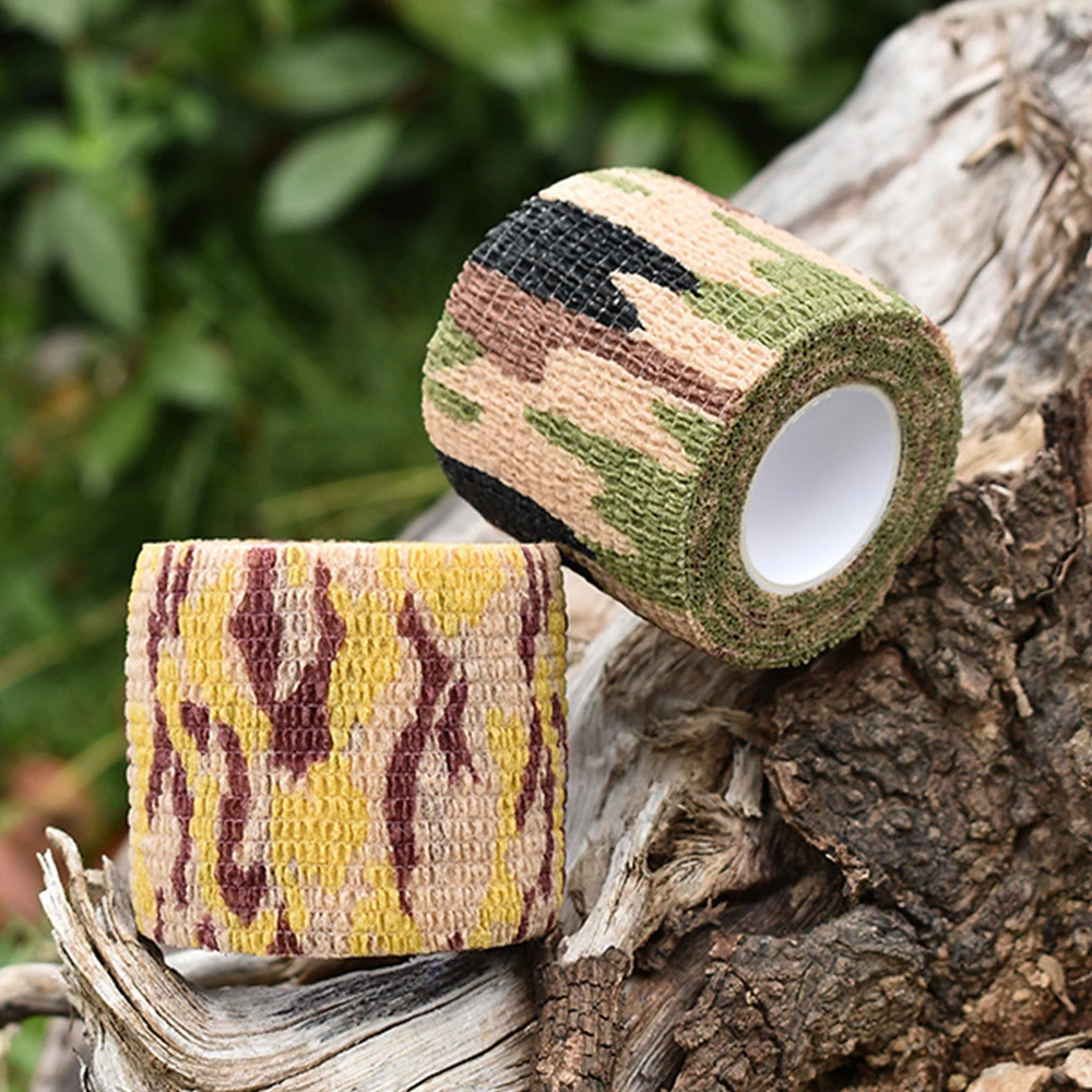 6 Roll 4.5m Bionic Tape Camping Camouflage Reusable Self Cling Hunting Rifle Fabric Tapes Wrap Fishing Rod Outdoor Tools