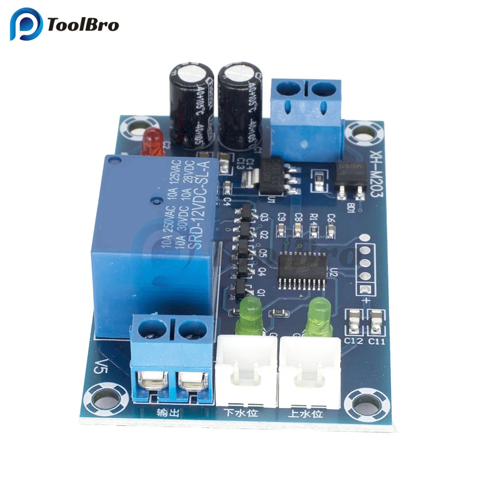 Imagem -05 - Sensor de Nível de Água Automático Módulo de Interruptor do Controlador Sensor de Detecção de Nível de Líquido Interruptor do Relé de Controle para Torre de Água Tanque Piscina Bomba Motor Xh-m203 dc 12v