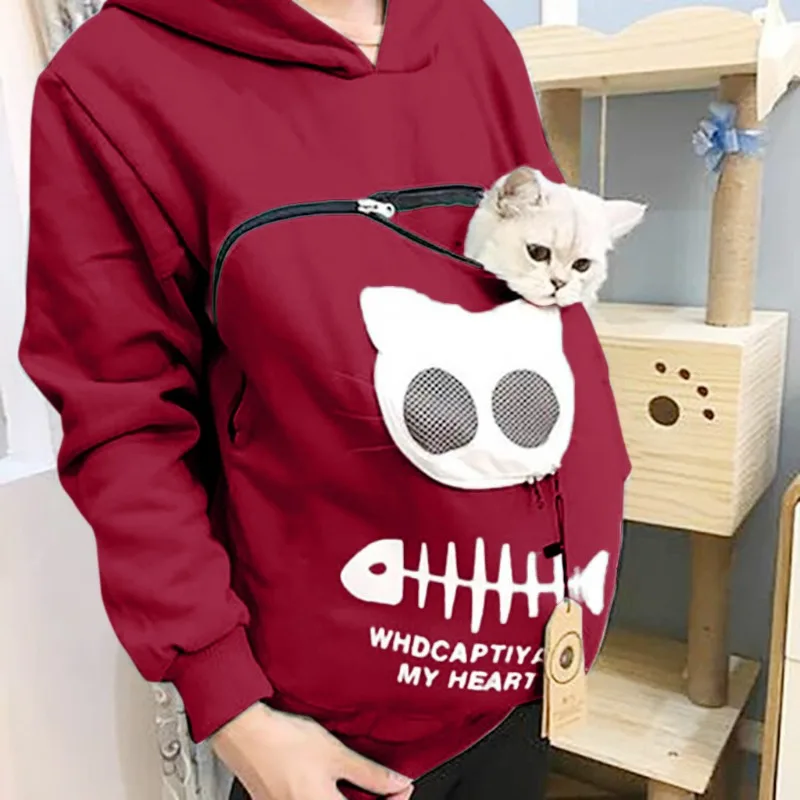 Cat Lovers Hoodie Winter Hoodies Sweatshirt Man Women Animal Cuddle Pouch Hood Pullover Carry Dog Cat Breathable Sweatshirts Hot