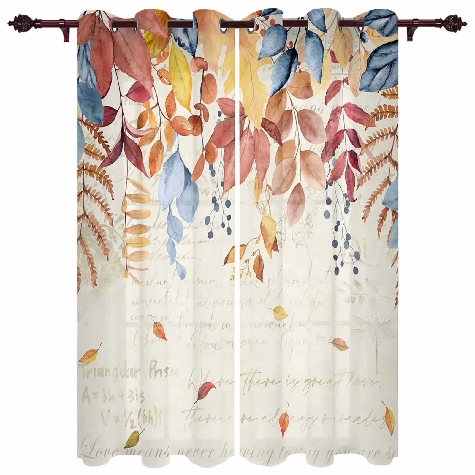 Thanksgiving Autumn Leaf Plant Letter Modern Window Curtains for Living Room Bedroom Curtain Home Decor Balcony Drapes