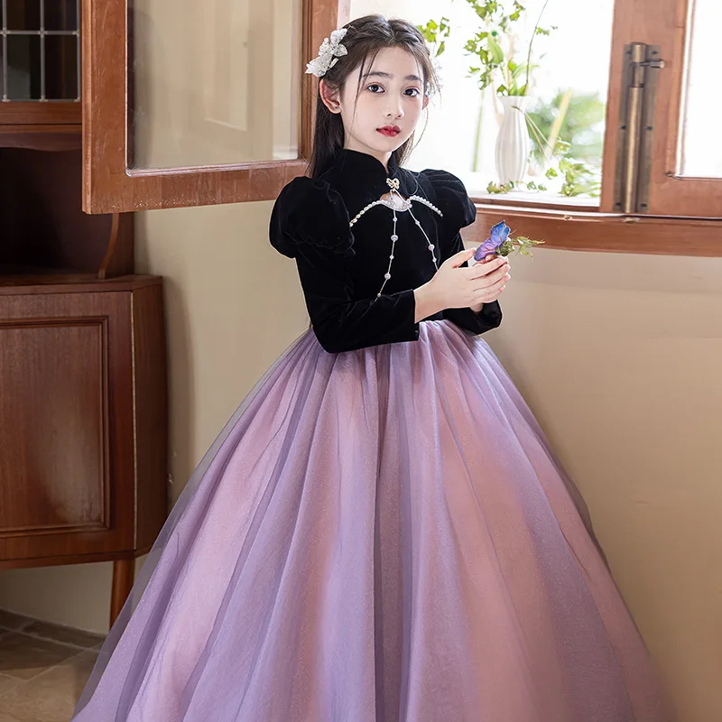 

Girls' Light Luxury Niche High-end Birthday Flower Girl Princess Children's Host Piano Performance Dress Spring and