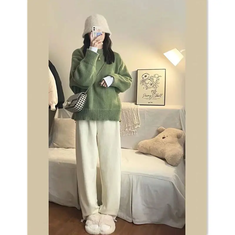 Autumn versatile thickened warm pullover sweater women's fashionable Japanese style knitted top women clothing y2k tops emo