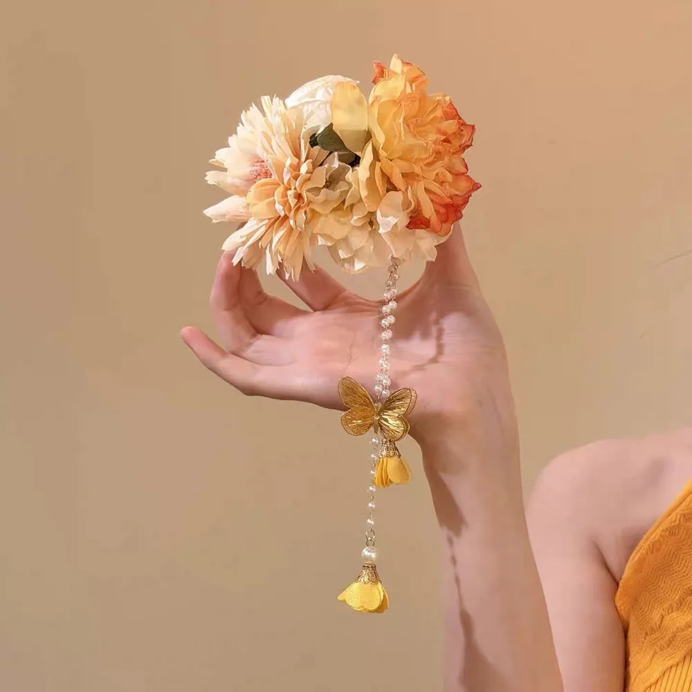 

Elegant Tassel Hanfu Hair Accessories Ancient Style Colorful Chinese Style Hair Clip Headpieces Headdress Flower Hairpin Women