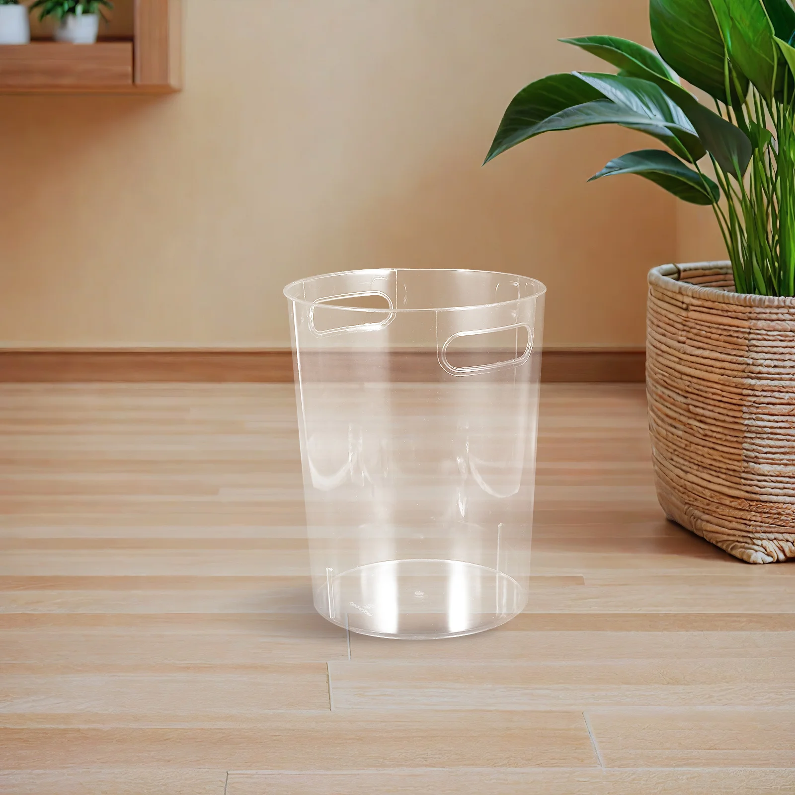 

Creative Trash Can Large Capacity Transparent Pet Simple Design For Home Office Kitchen Desktop Use Household Garbage Bin
