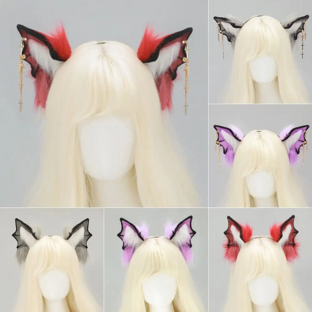 Quirky Bat Cosplay Beast Ear Headband Plush Lightweight Halloween Accessory Adjustable Bat Ear Headband Role Play