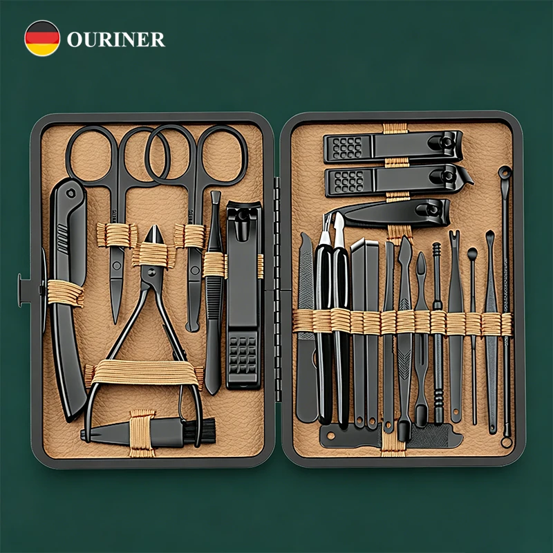 24Pcs Manicure Pedicure Set, B - огляд і ціна Mens Grooming Kit Case