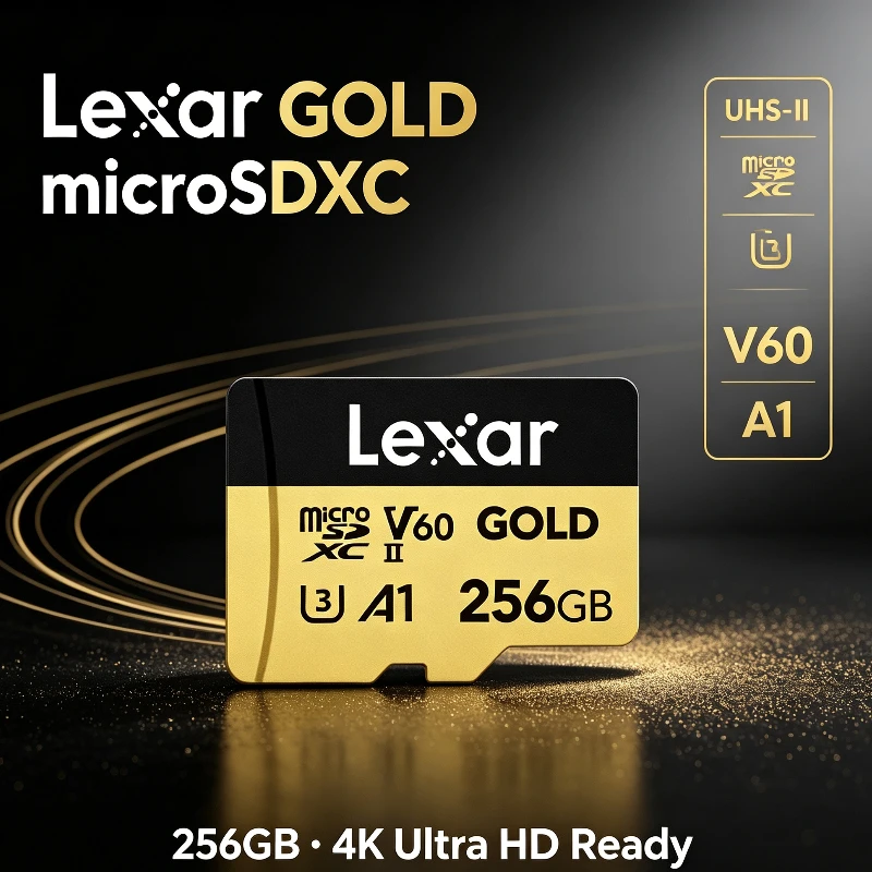 4K Ultra HD Micro SDXC TF Card Lexar UHS-II U3 V60 A1,280MB/s Read 180MB/s Write,128GB 256GB Memory Card for Drones Camera