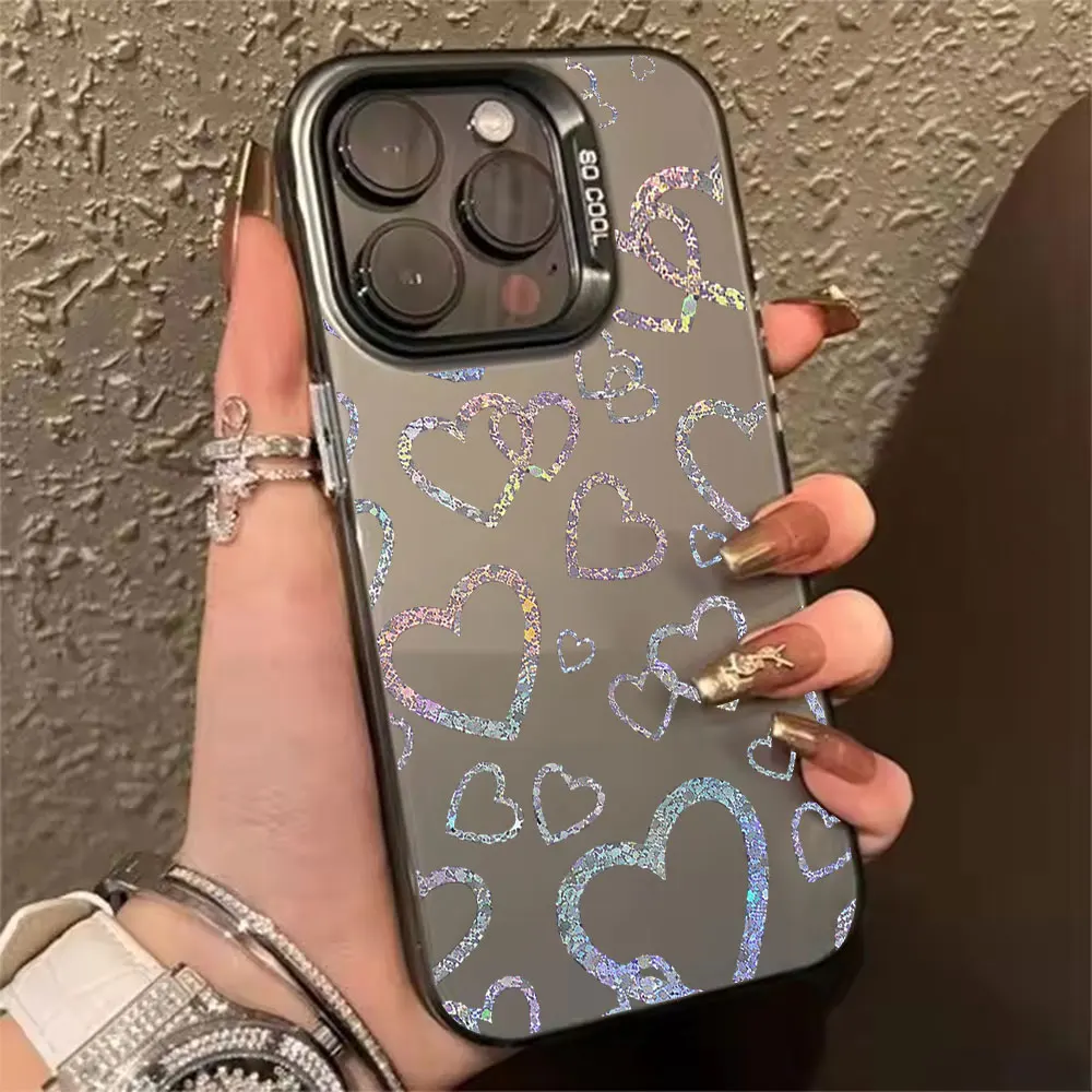 Colorful Heart Print Case For iPhone 17 18 16 15 14 13 12 11 Pro Xs Max Mini 8 7 Plus XR Air 17e 16e Matte IMD Shockproof Cover view 4