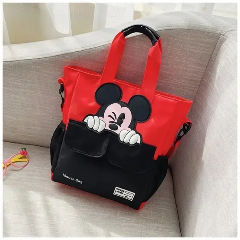 Nova disney mickey dos desenhos animados impressão saco tutoriais das crianças escola primária bolsa de ombro grande capacidade saco do mensageiro