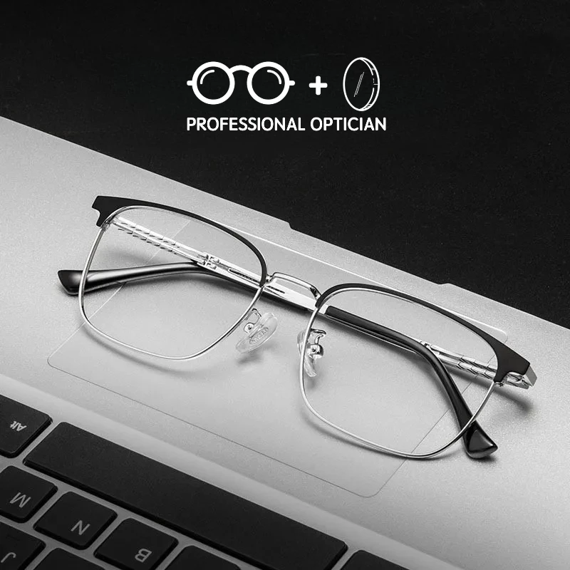 

Retro Metal Alloy Two Tone Business Myopia Hyperopia Astigmatism Anti Blue Light Prescription Multifocales Progresivos Glasses