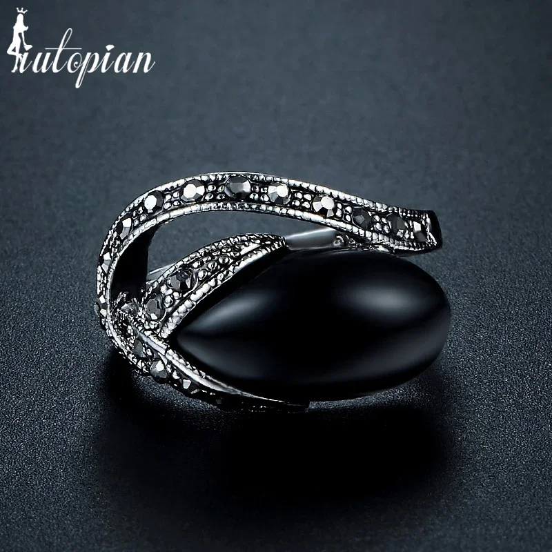 Iutopian Brand Unique Tulip Flower Vintage Retro Ring Anels For Women Two Colors Environmental Metal #AA1849