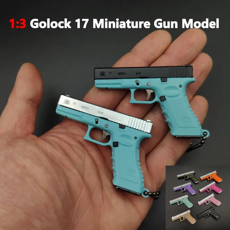 Porte-Clés Anti-Stress Glock 17 en Métal, Mini Pistolet Portable à Éjection de Coque, Assemblage et Démontage