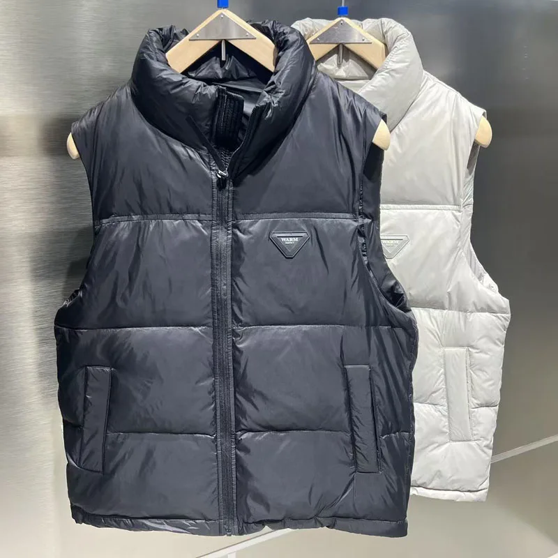 

Men's Quilted Jaet Vest Thiened Warmth Stand Collar down Vest Youth Faionable Outerwear Nylon Fabric Poly Fiber White D...