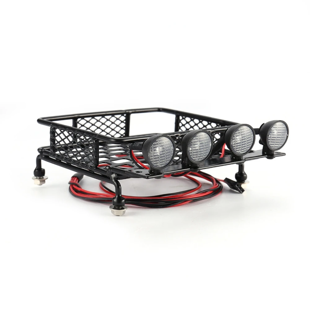 Metal 115X107Mm Luggage Carrier Roof Rack with Spotlights for Tamiya CC01 CR01 RC4WD D90 Axial SCX10 1/10 RC Crawler Car