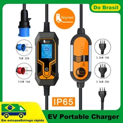 feyree 32A 7KW Type2 EV Portable Charger 11KW 16A 3 Phase 5M Cable EVSE Charging Box Car Charger CEE Plug for Electric Vehicle