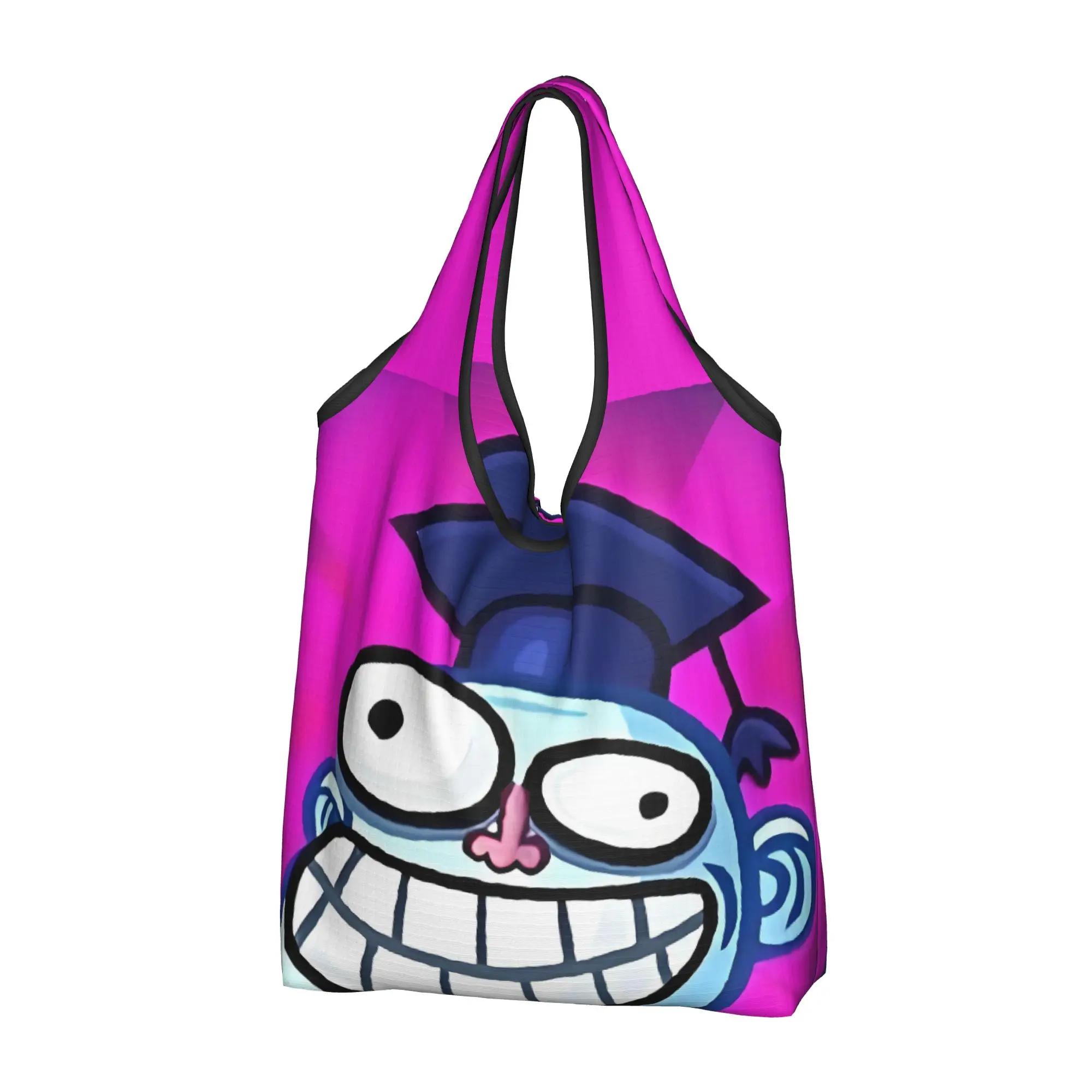 Bolsa de Compras Divertida con Diseño de Troll Face Quest, Meme de Video, Anime, Bolsa de Hombro para Compras, Juegos, Cómics y Comestibles